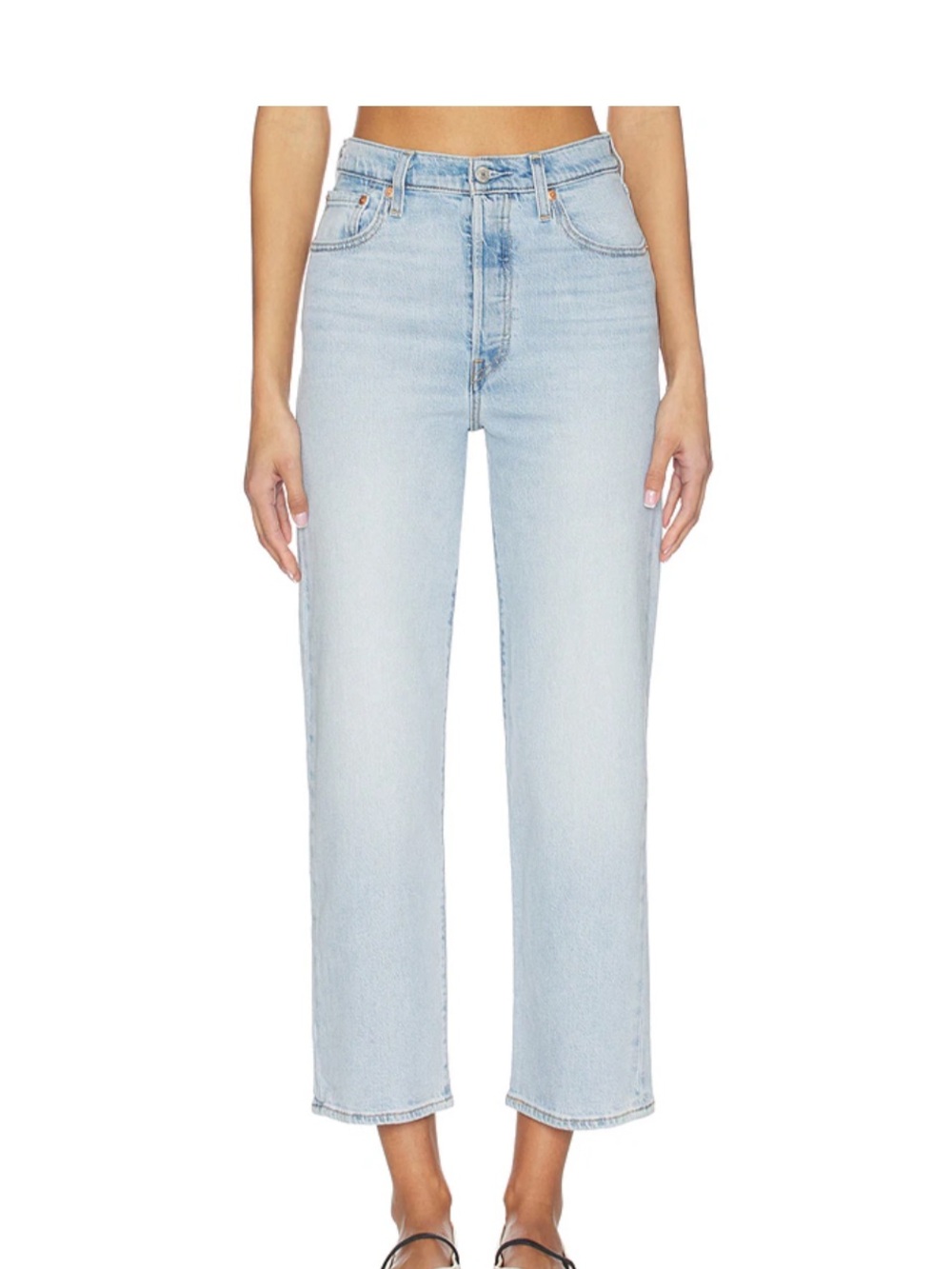 Levi's Light Blue Ribcage Straight Ankle 29 waist cotton lyocell